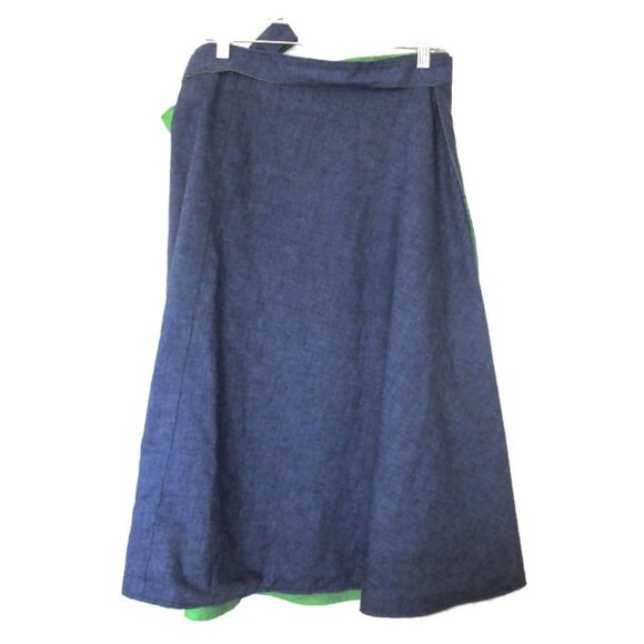 1970s vintage reversible denim green midi wrap skirt size medium - Picture 6 of 7